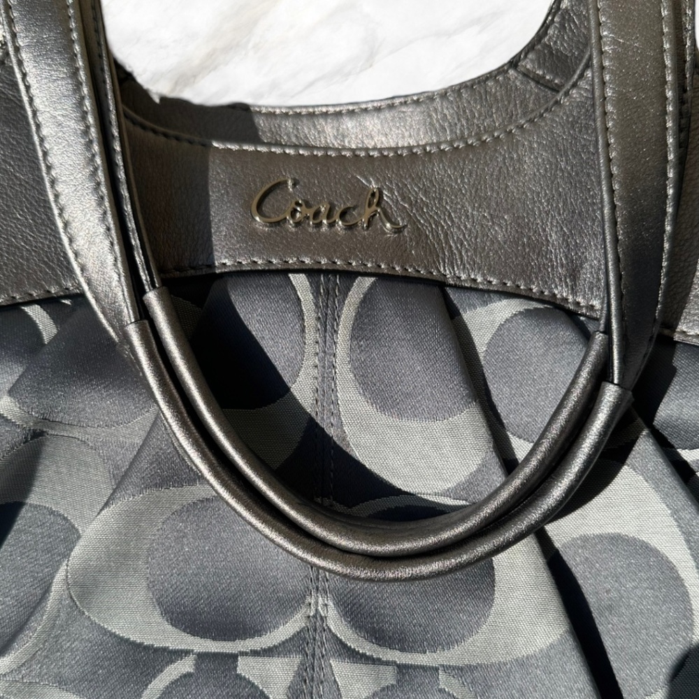 Coach Metallic Silver Handbag - Picture 3 of 16